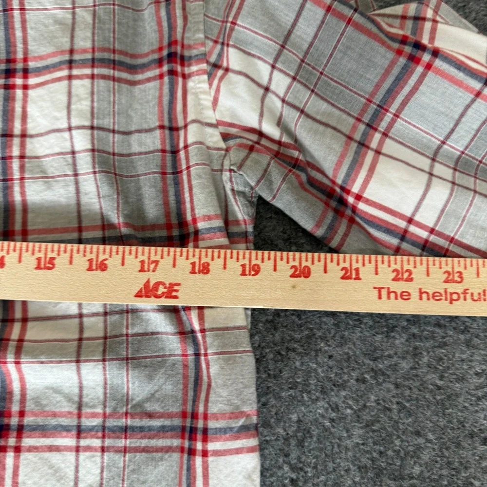 J.Crew‎ Shirt Mens Small Gray Red Plaid Slim Fit Stretch Button Down Long Sleeve